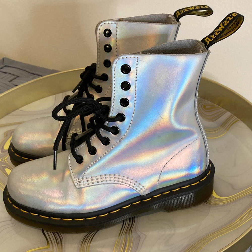 Iridescent Lace-Up Boots